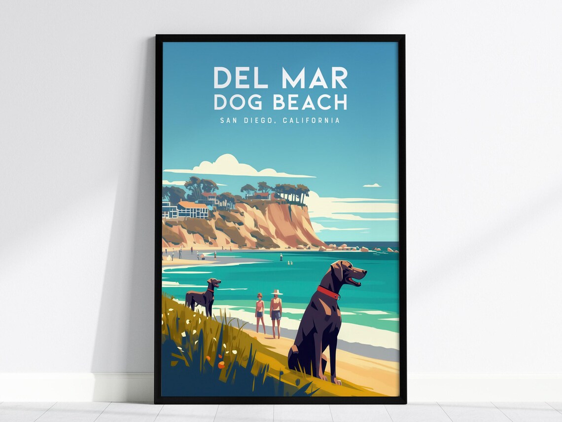 Del Mar Dog Beach, San Diego Coastal Art Print