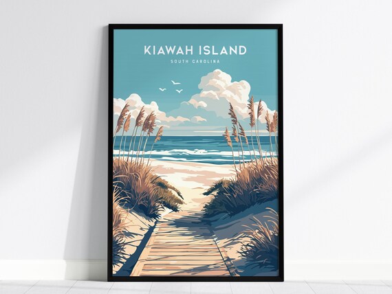 Kiawah Island South Carolina Beach Boardwalk Sea Oats Travel Poster