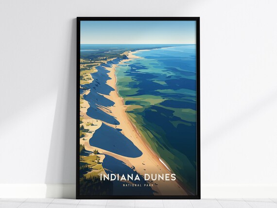 Indiana Dunes National Park Aerial Lake Michigan Dunes Poster