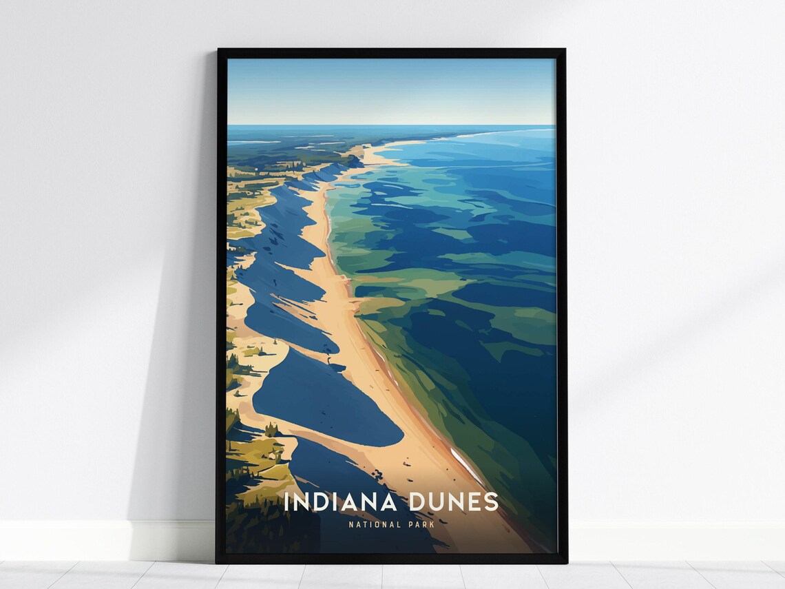 Indiana Dunes National Park Aerial Lake Michigan Dunes Poster