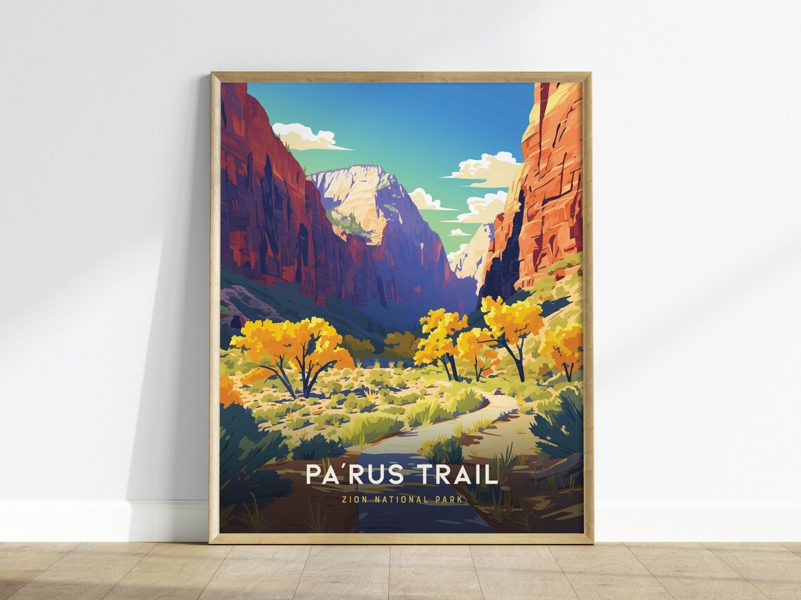 Parus Trail Zion National Park Canyon Autumn Utah Travel Poster