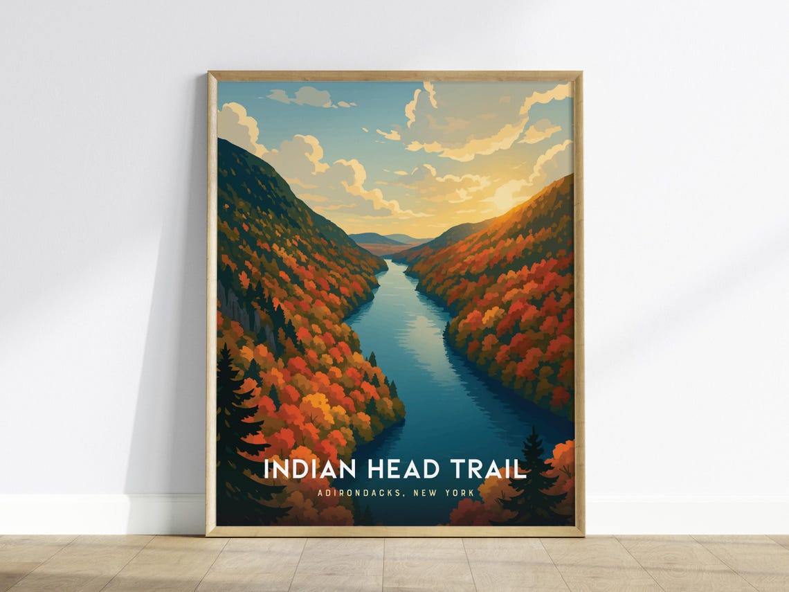 Indian Head Trail Adirondacks New York Fall Foliage River Poster