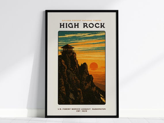 High Rock Lookout Art Print Gifford Pinchot Forest Sunset Poster