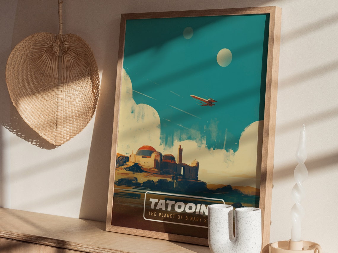 Tatooine Star Wars Retro Travel Art Binary Suns Galaxy Poster - Image 4