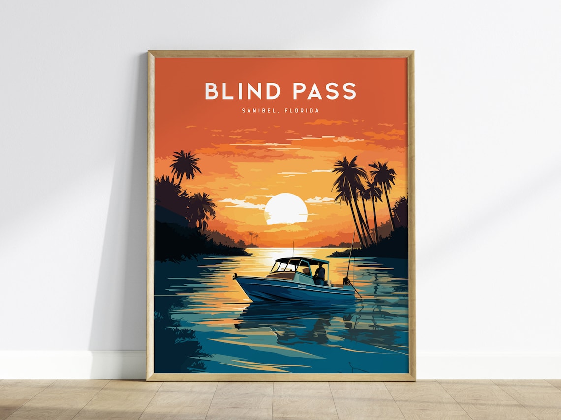 Sanibel Island Sunset Art Print, Blind Pass Fisherman