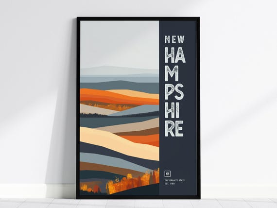 New Hampshire Art Print Abstract Fall Foliage Granite State Decor