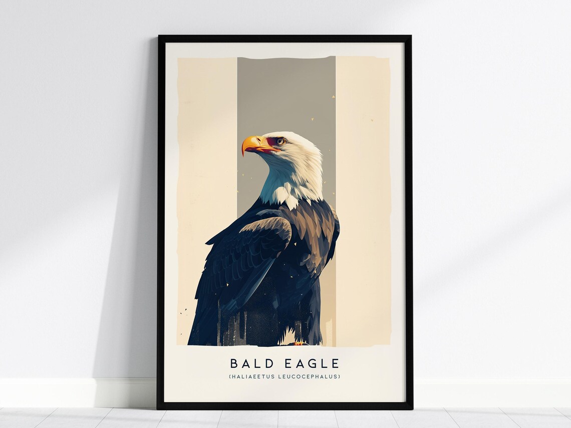Majestic Bald Eagle Poster, Wildlife Art Print