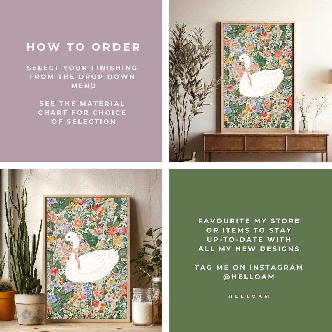 Coquette White Goose Pink Bow Botanical Floral Nursery Wall Art - Image 3