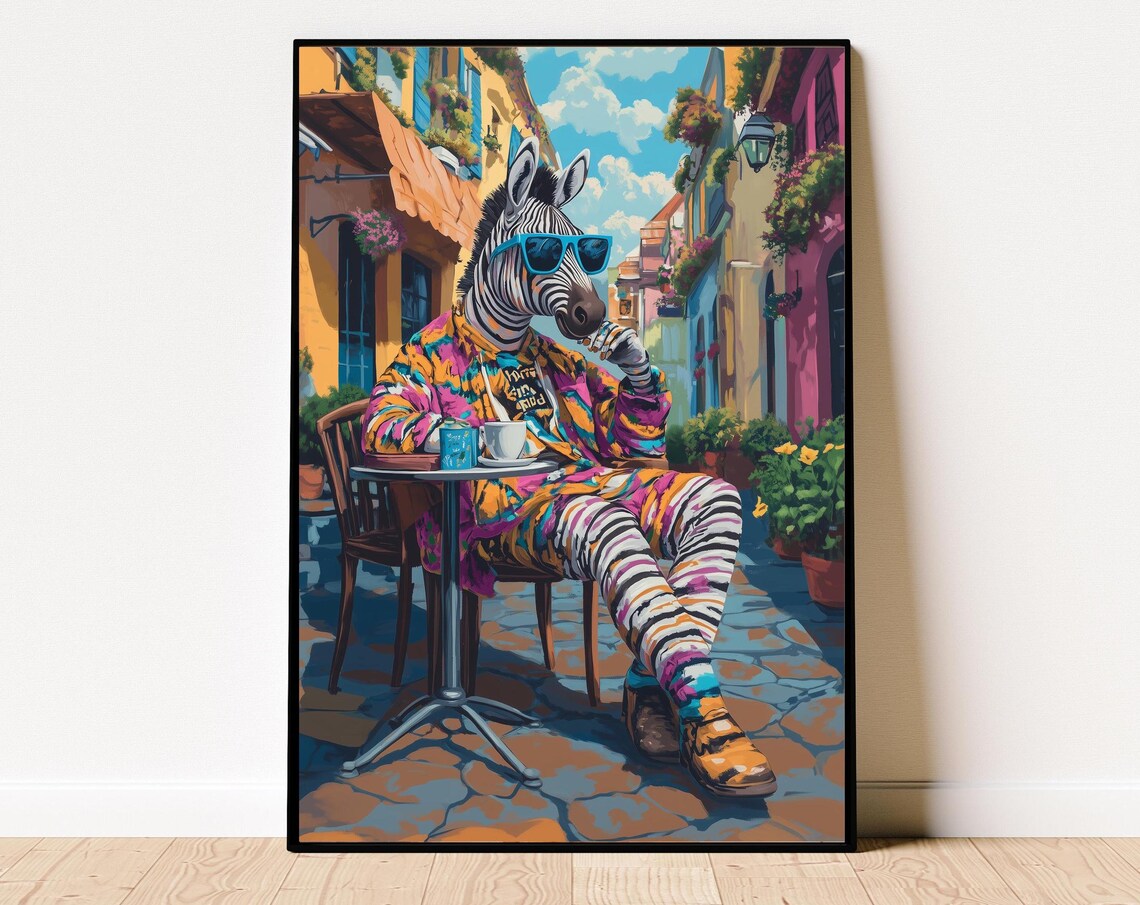 Maximalist Zebra Poster, Preppy Eclectic Decor