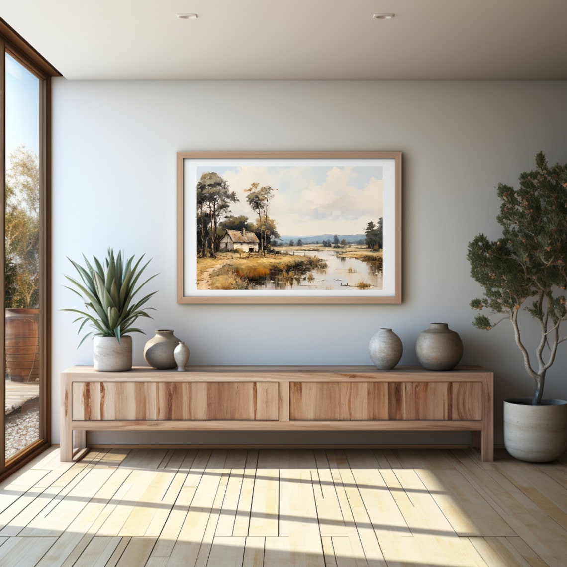 Rustic Country Cabin by the Marsh Pond with Pine Trees Poster - Image 3