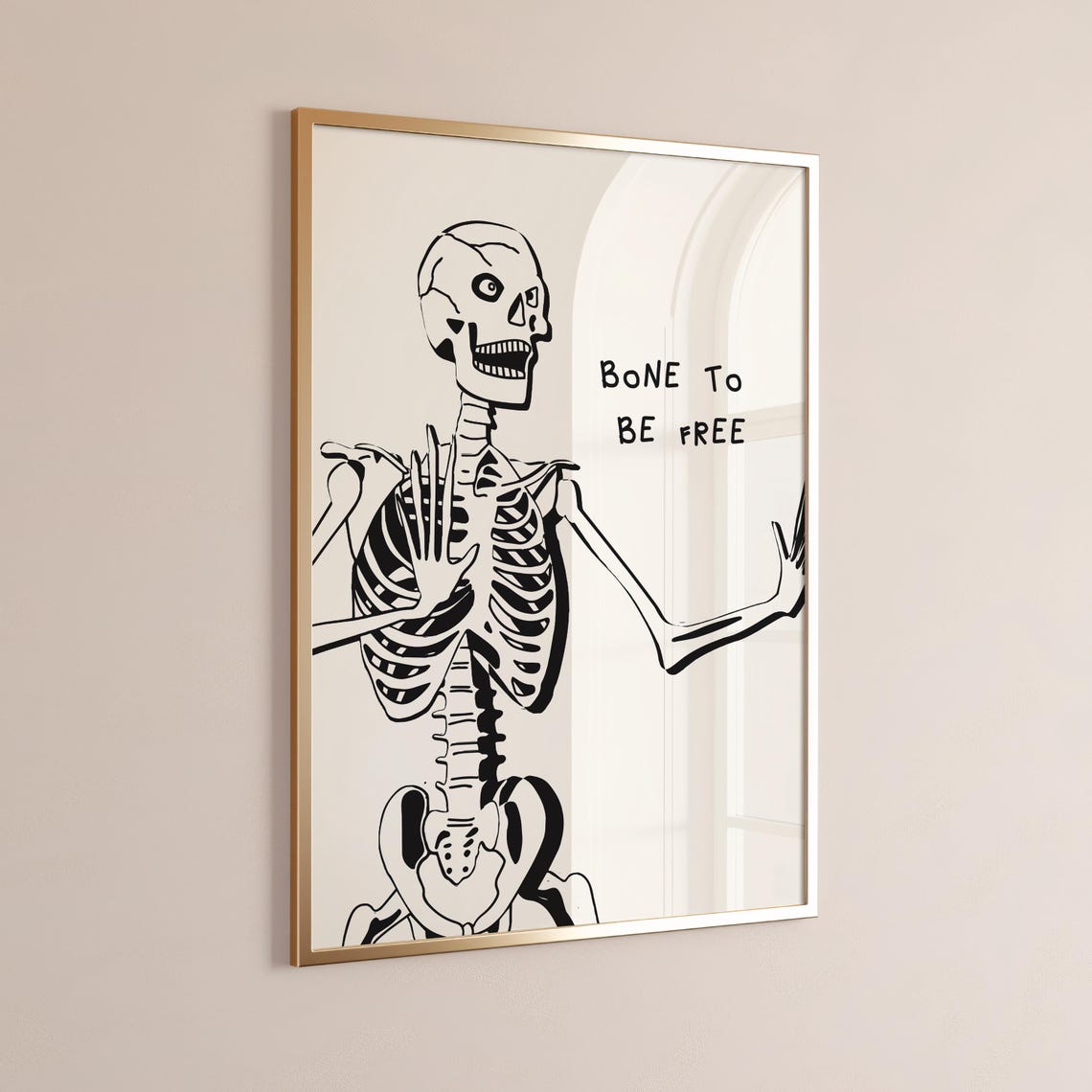 Bone To Be Free Dancing Skeleton Funny Halloween Wall Poster - Image 2