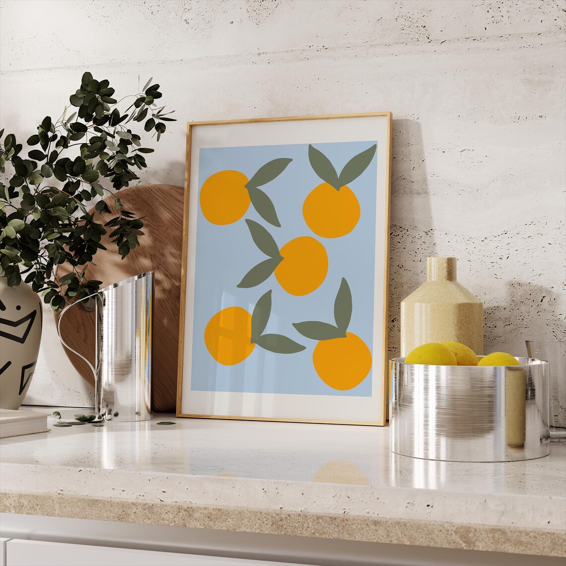 Orange Fruit Art Print, Cute Kitchen Decor - Image 3