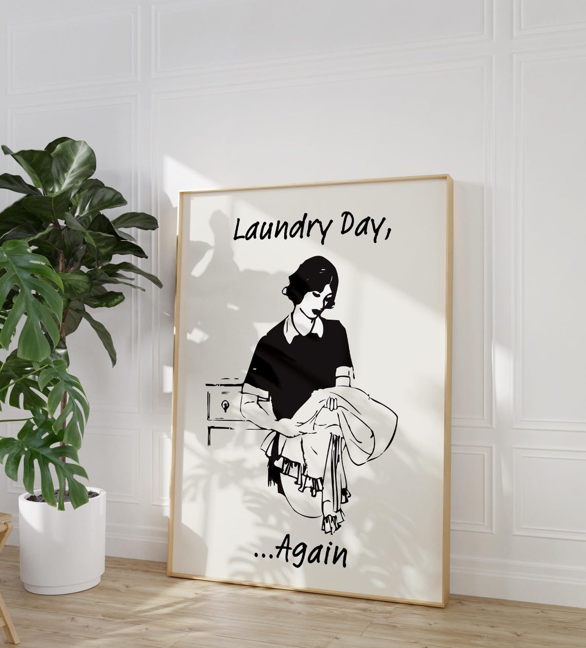 Laundry Day Again Retro Woman Vintage Funny Laundry Room Poster - Image 2