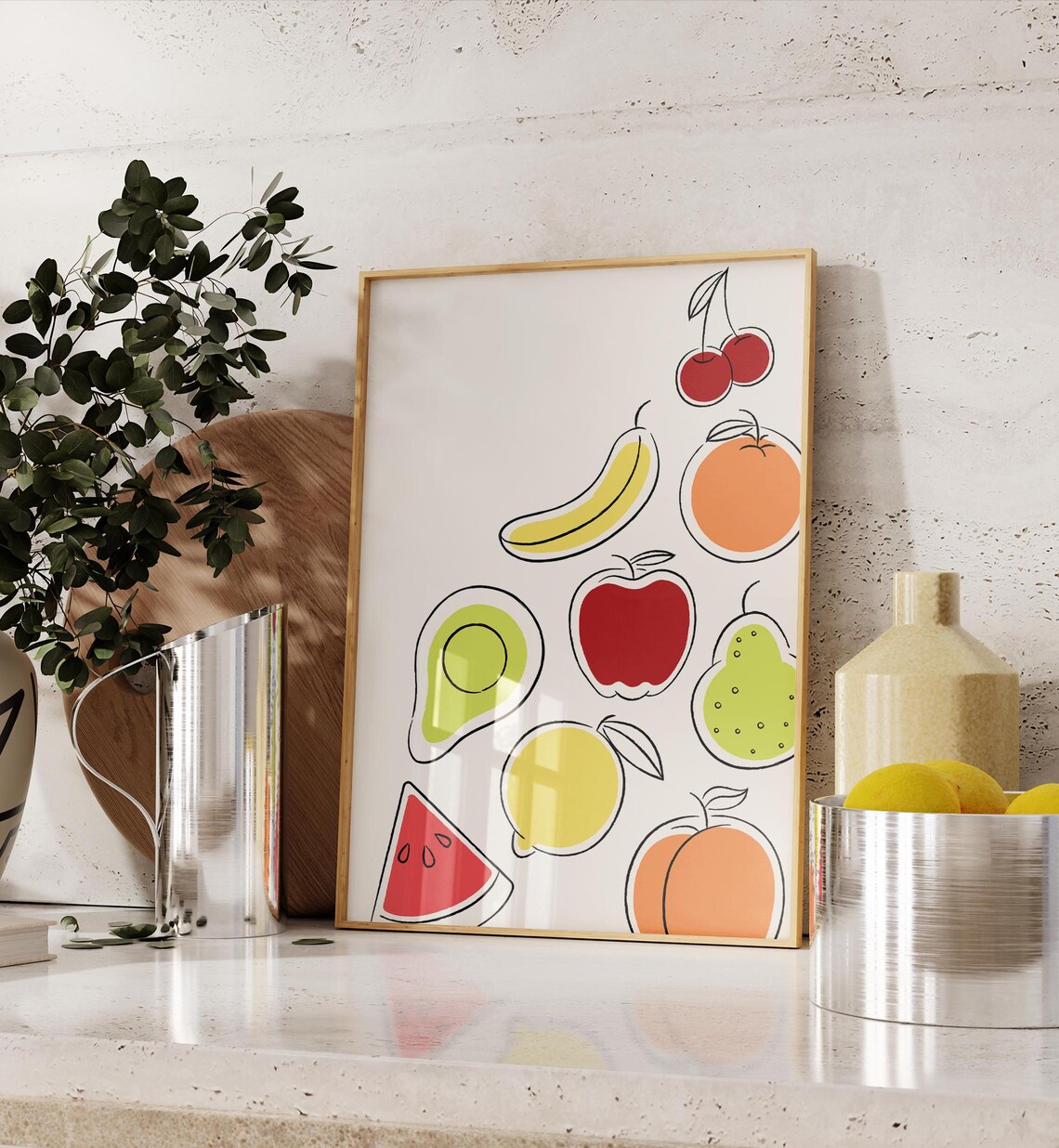 Fruit Wall Print Cute Kitchen Print Abstract Fruit Print Aesthetic Prints Minimalist Kitchen Print - Image 3