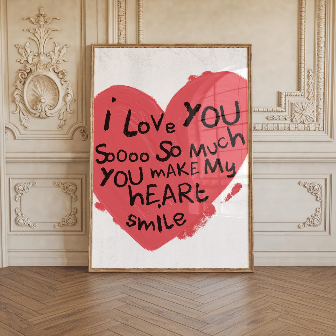 I Love You Soooo So Much Handwritten Red Heart Love Note Poster - Image 2