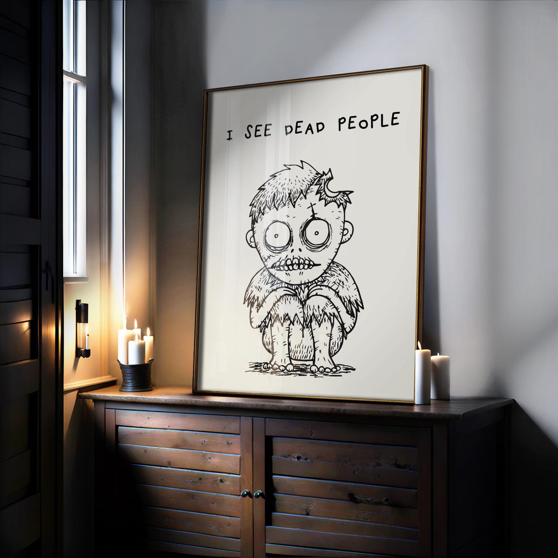 I See Dead People Cute Zombie Boy Cartoon Halloween Wall Poster - Image 2