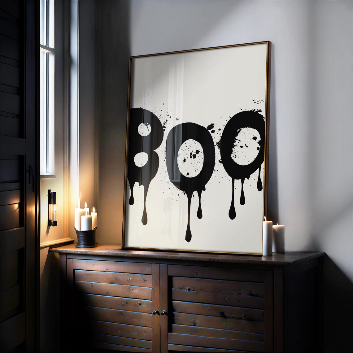 Boo Graffiti Drip Lettering Minimalist Black Halloween Wall Poster - Image 2