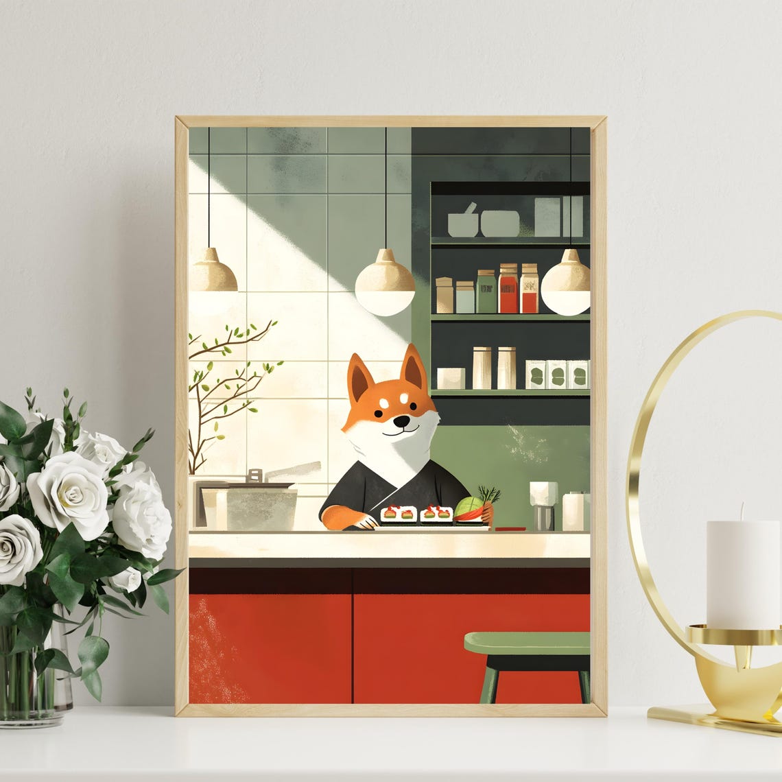 Cute Shiba Inu Sushi Chef Poster Japanese Kitchen Wall Art Adorable Dog Cooking Art Shiba Inu Sushi Art Print Japanese Culinary - Image 8
