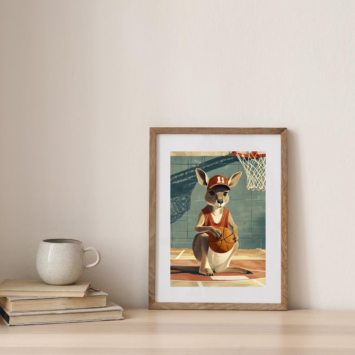 Basketball Kangaroo Poster Kangaroo Basketball Art Sports Animal Wall Art Cute Kangaroo Wall Art Fun Sports Poster Animal Athlete - Image 4