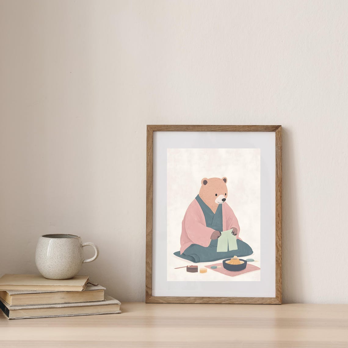 Cute Bear In Kimono At A Japanese Tea Ceremony Whimsical Poster - Image 3
