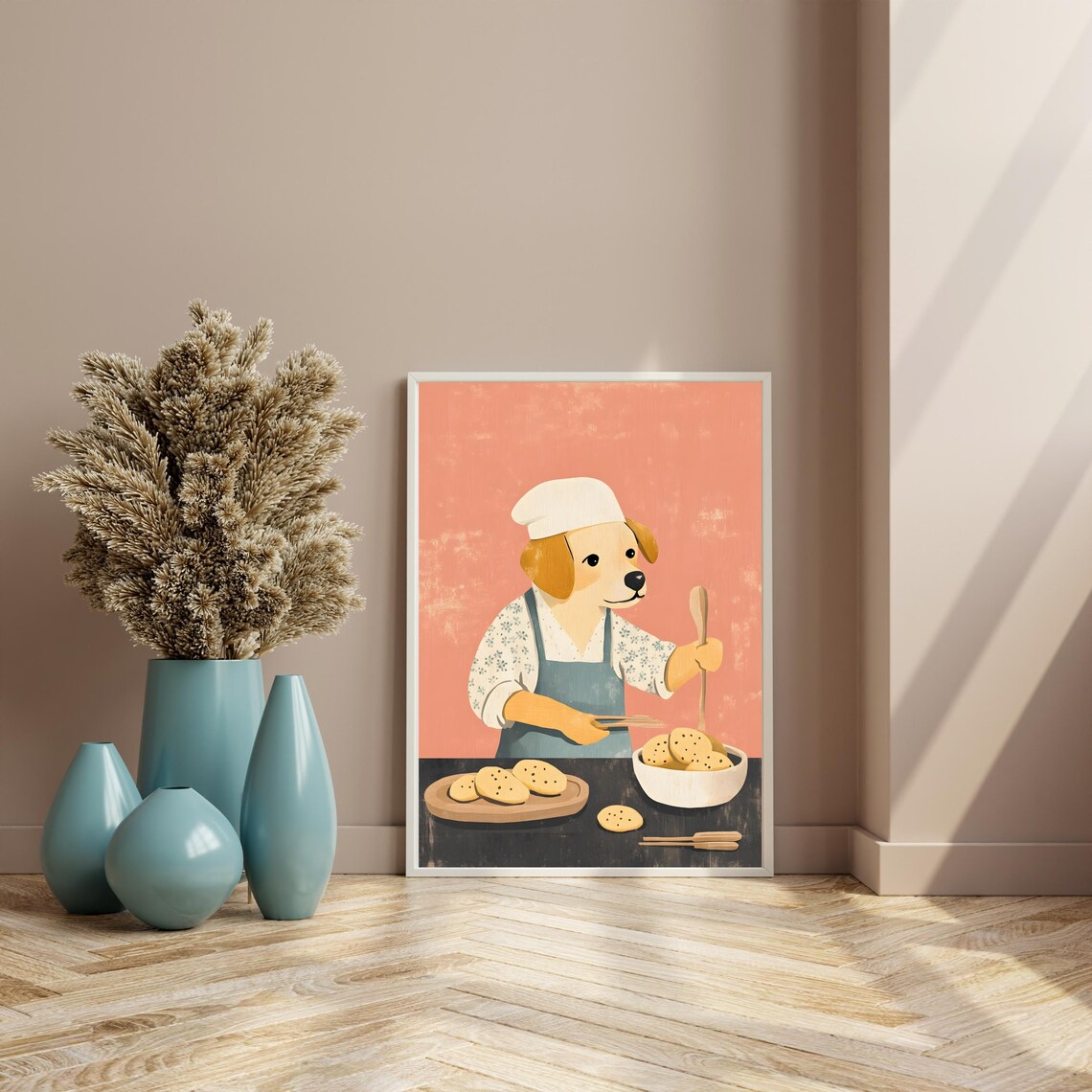Happy Dog Chef Baking Cookies Cute Puppy Kitchen Animal Art Poster - Image 8