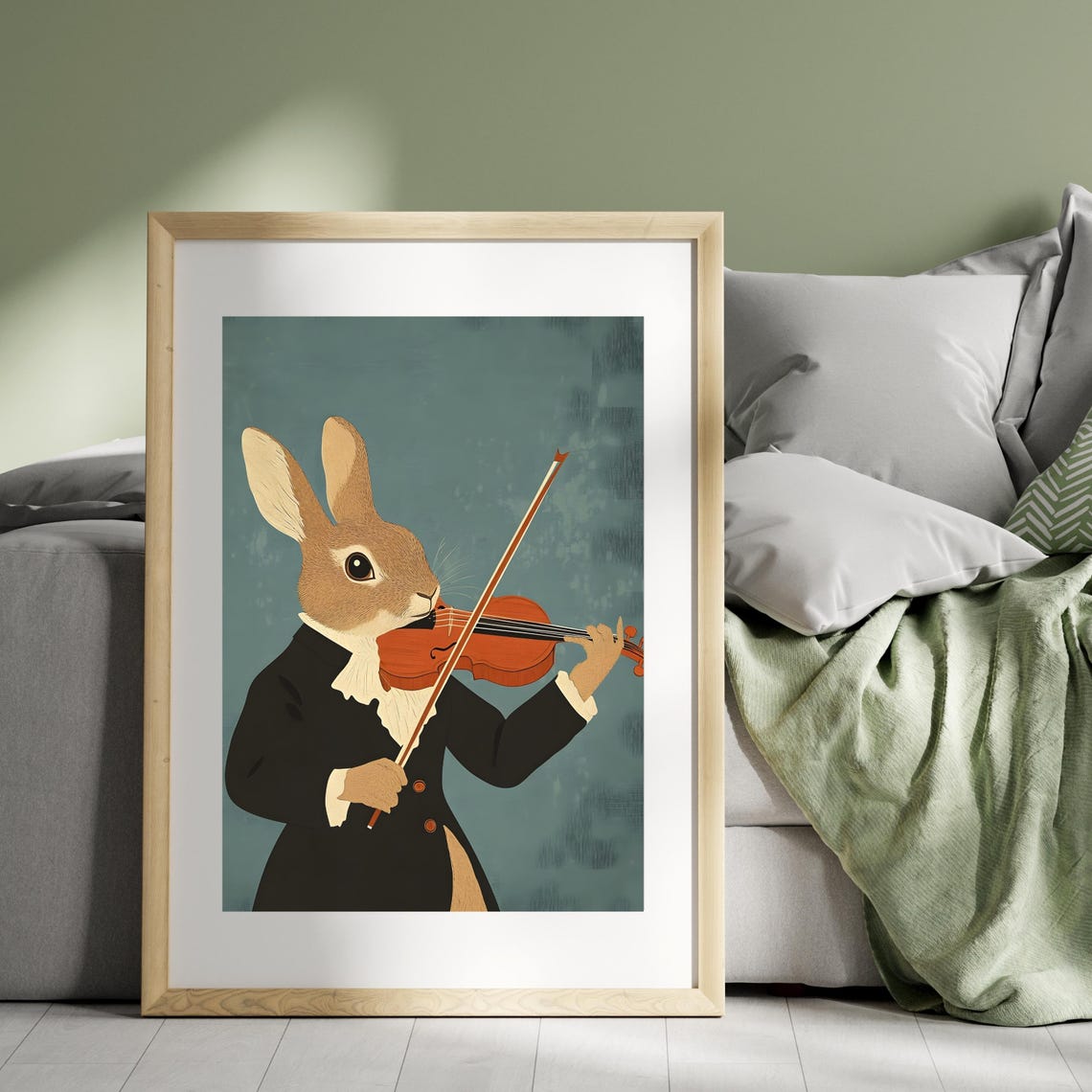 Rabbit Violinist Musician in Tuxedo Elegant Animal Nursery Art Poster - Image 7