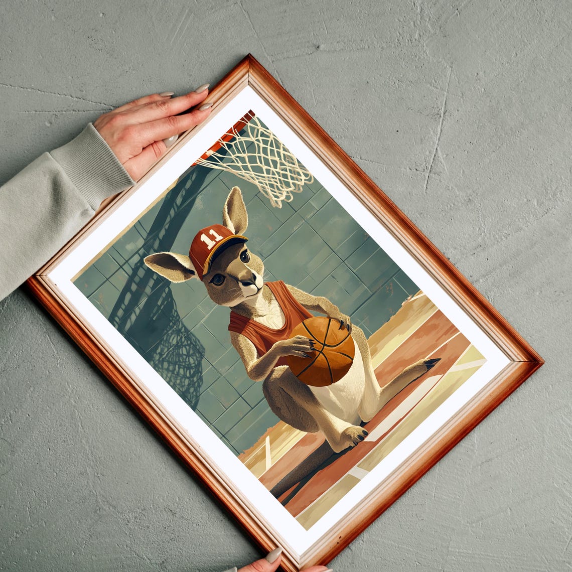 Basketball Kangaroo Poster Kangaroo Basketball Art Sports Animal Wall Art Cute Kangaroo Wall Art Fun Sports Poster Animal Athlete - Image 7