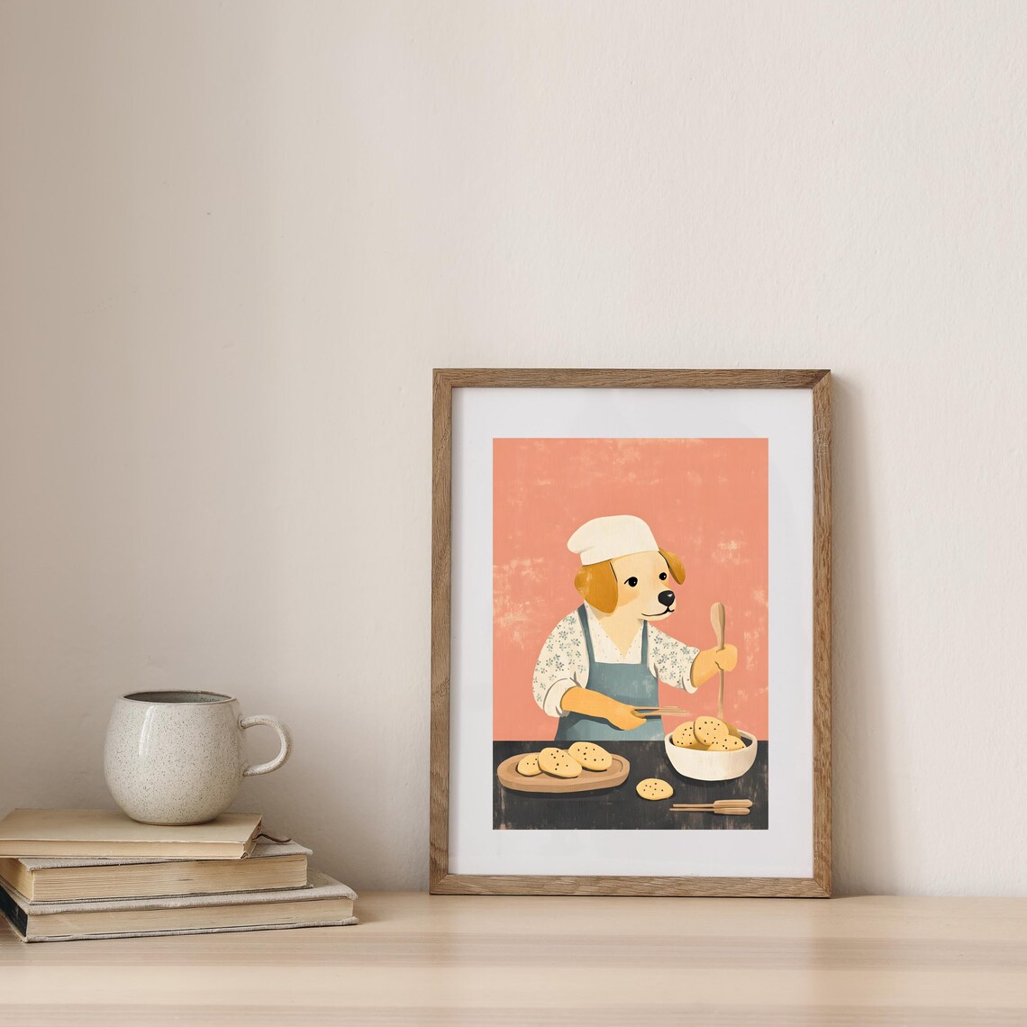 Happy Dog Chef Baking Cookies Cute Puppy Kitchen Animal Art Poster - Image 7