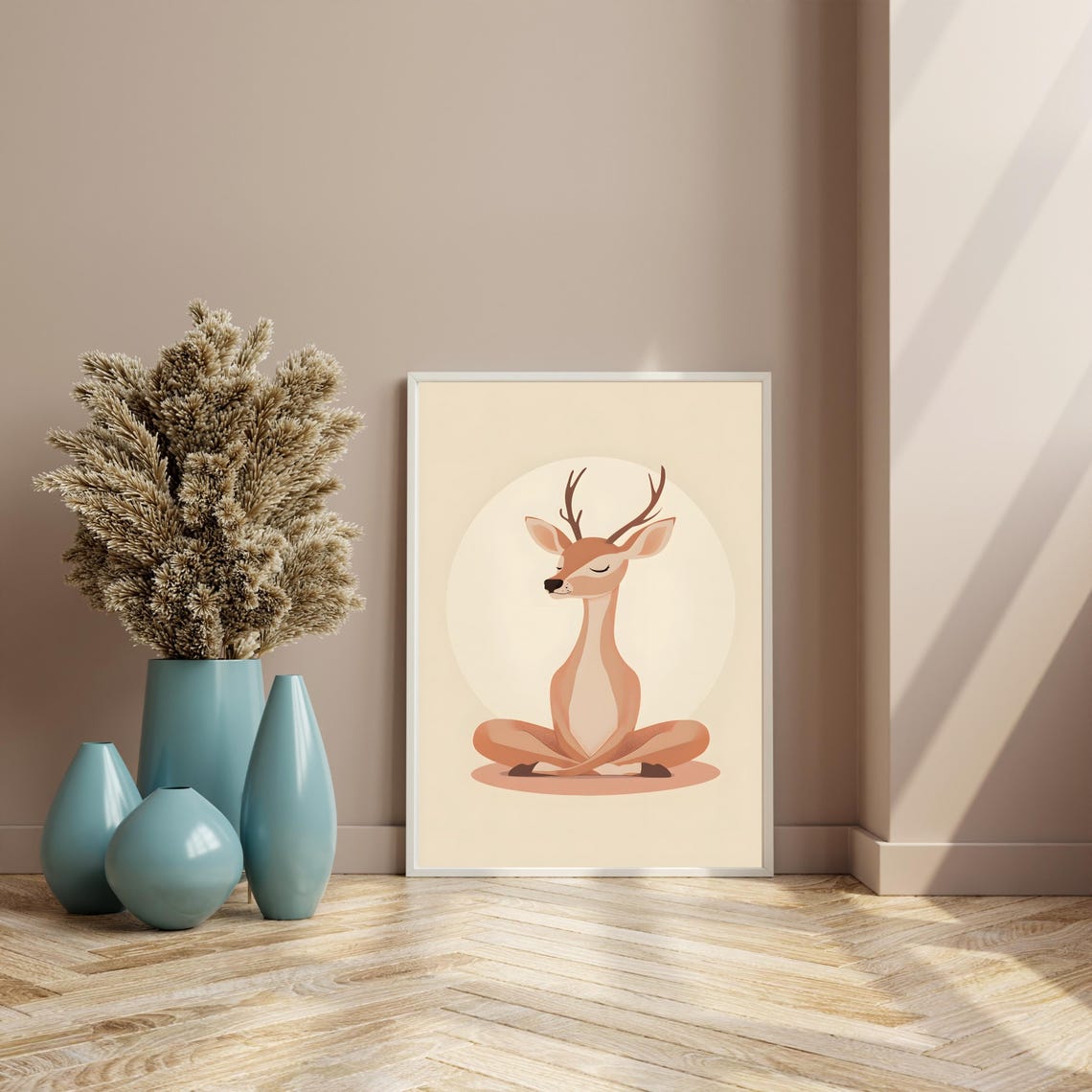 Meditating Deer Lotus Pose Minimalist Zen Yoga Studio Art Poster - Image 8