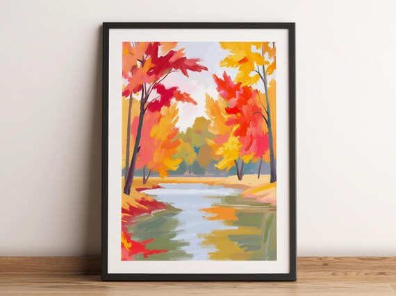 Cozy Autumn Falling Leaves Art Print