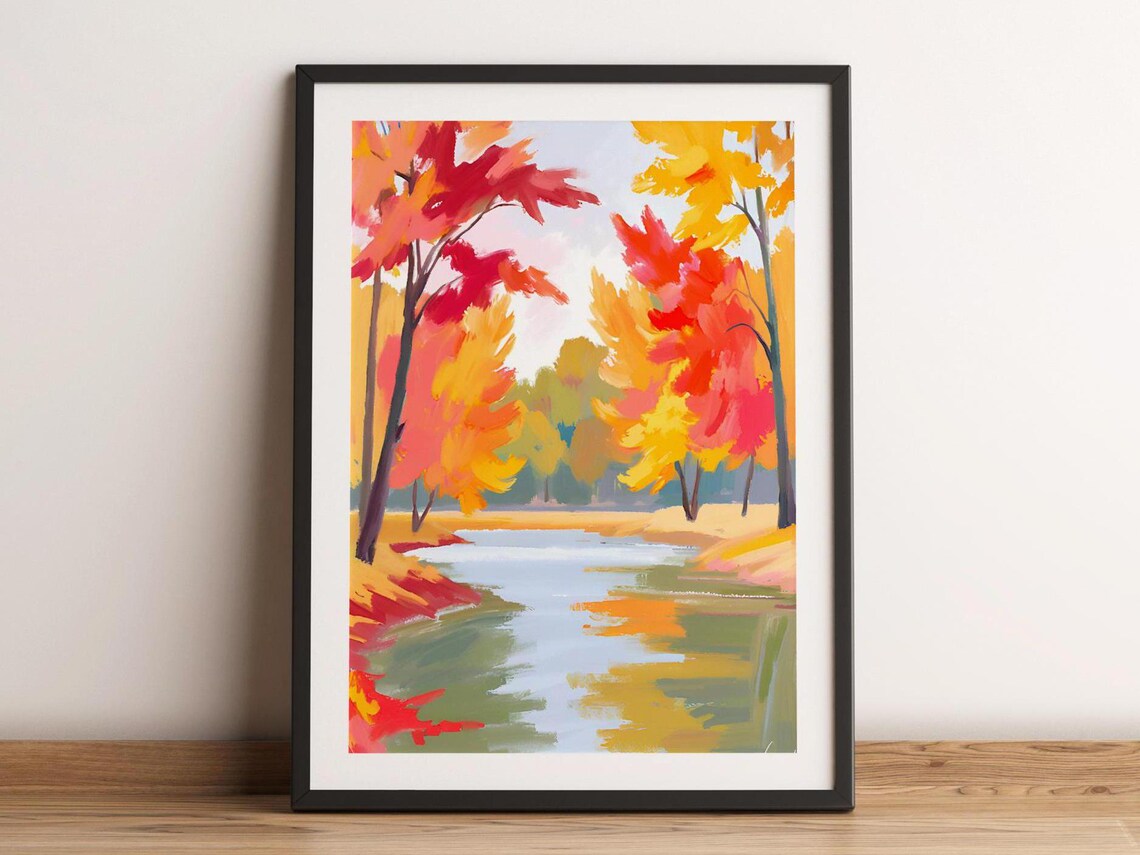 Cozy Autumn Falling Leaves Art Print
