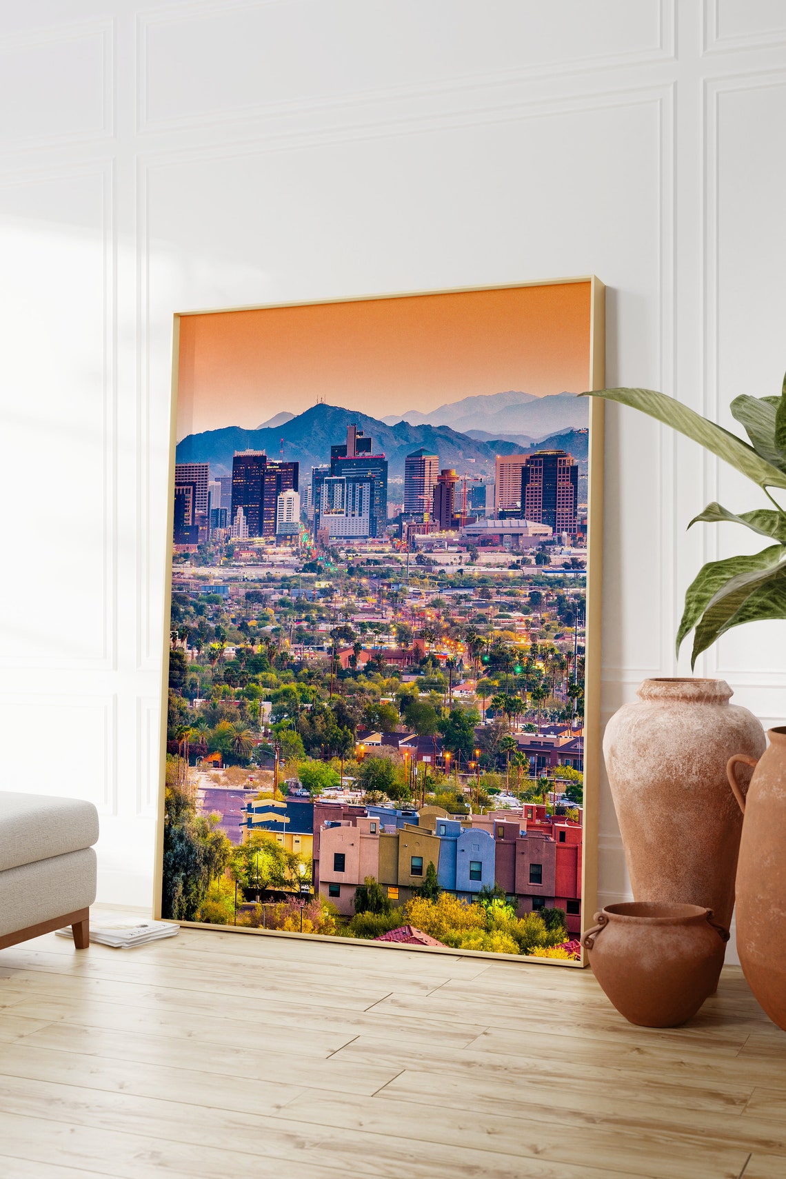 Phoenix Arizona Skyline Dusk Desert Mountain City View Poster - Image 2