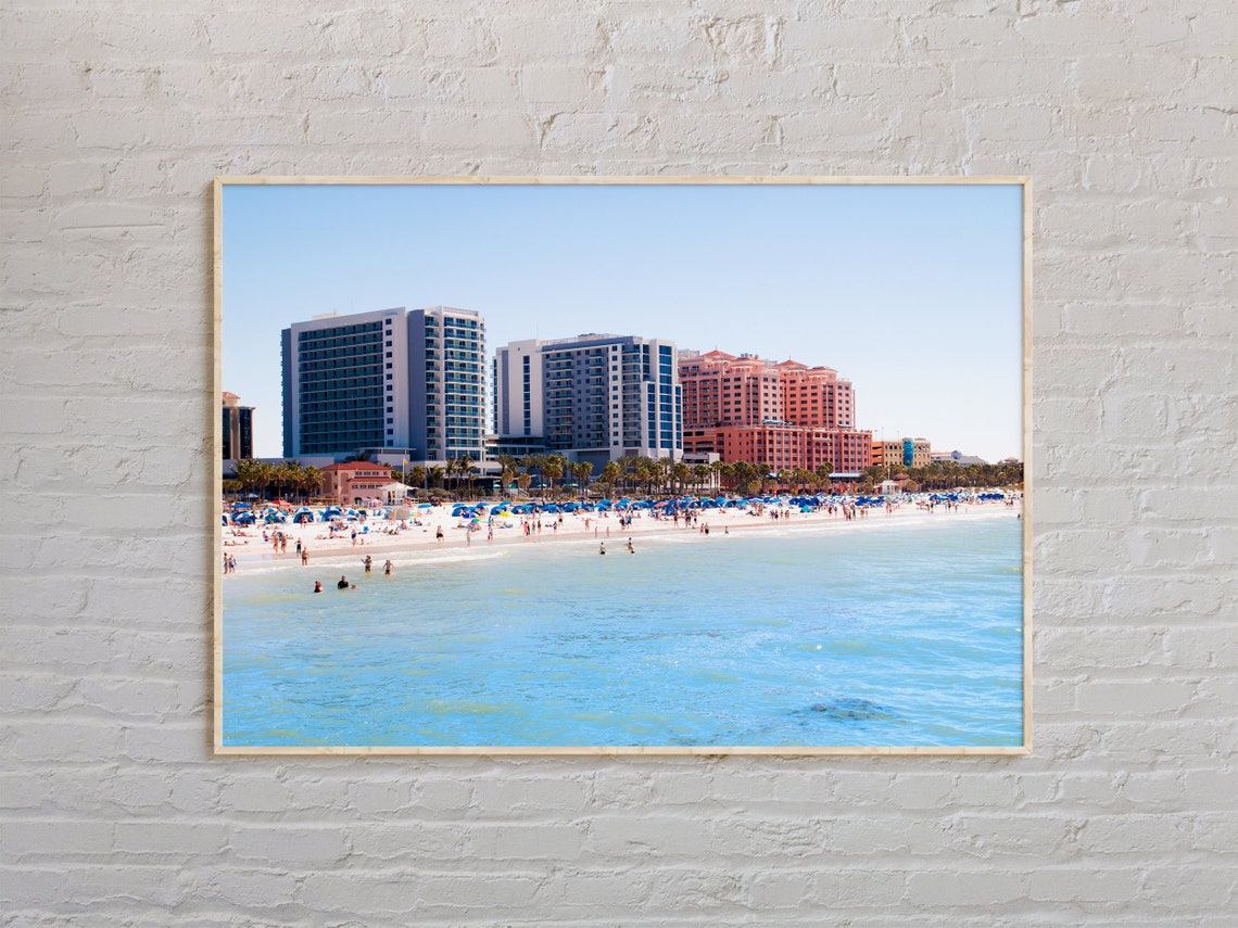Clearwater Beach Florida Hotels White Sand Summer Landscape Poster