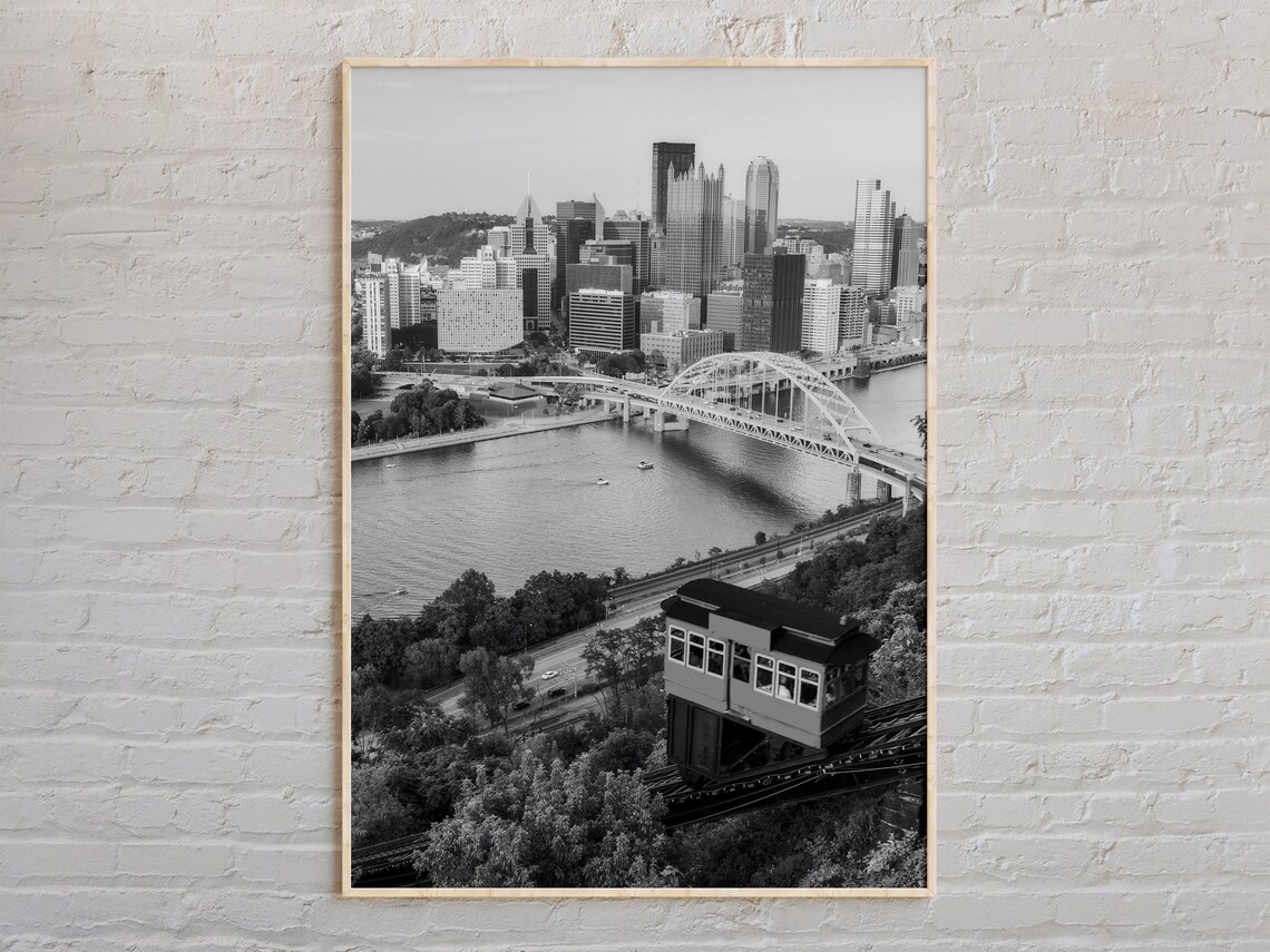 Black and White Pittsburgh Poster Print, Pennsylvania