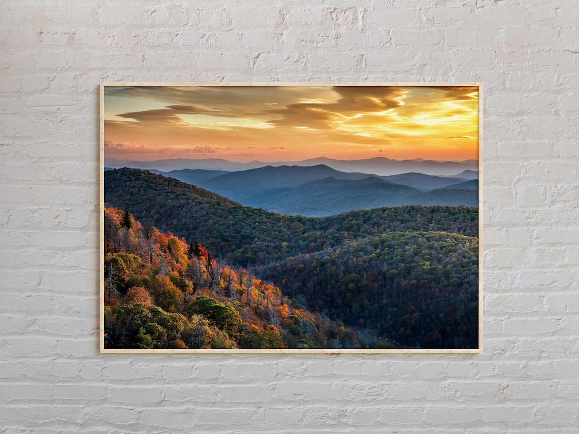 Real Photo Blue Ridge Mountains Wall Art Print
