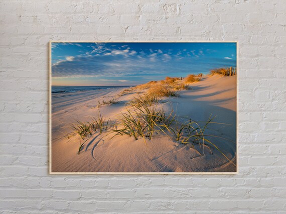 New Jersey Beach Dunes Sea Grass Sunrise Atlantic Shore Art Poster