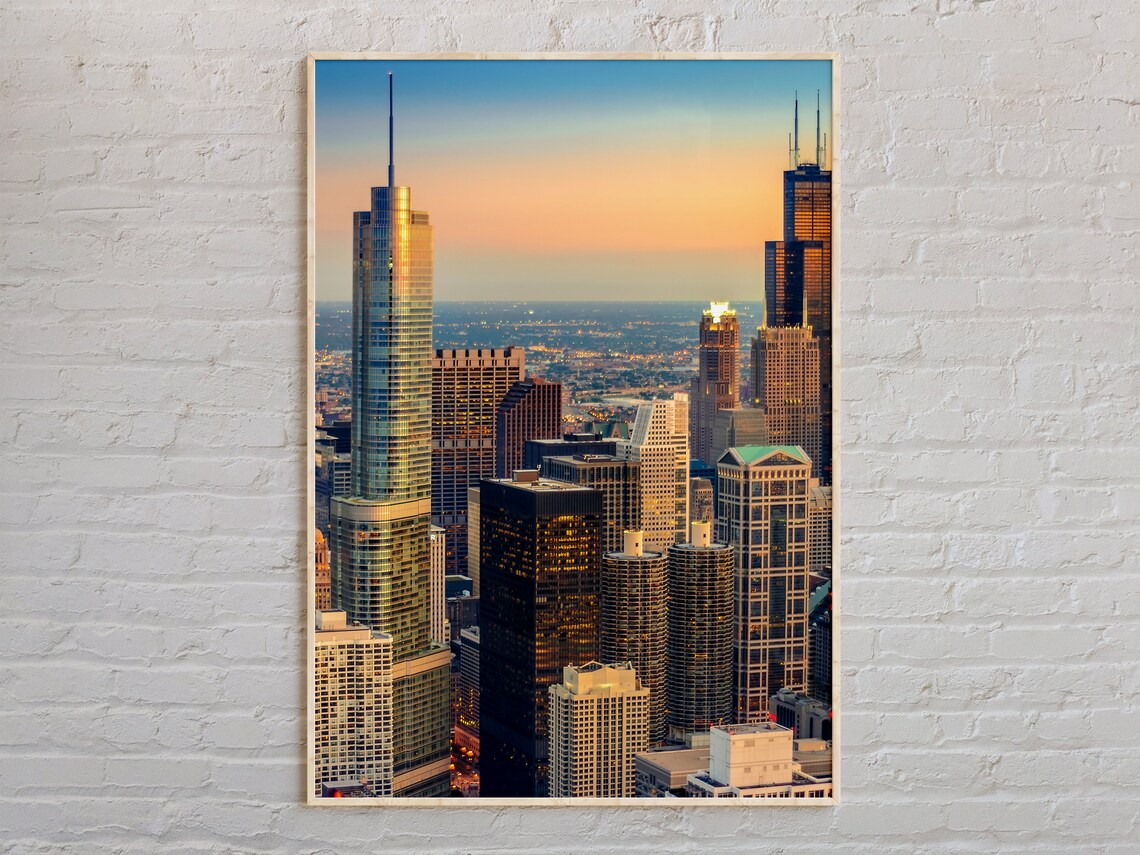 Chicago Real Photo Art Print, Illinois Travel Poster
