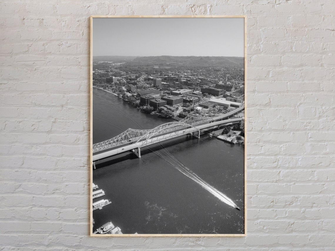 La Crosse Wisconsin Mississippi River Steel Bridge Aerial Poster