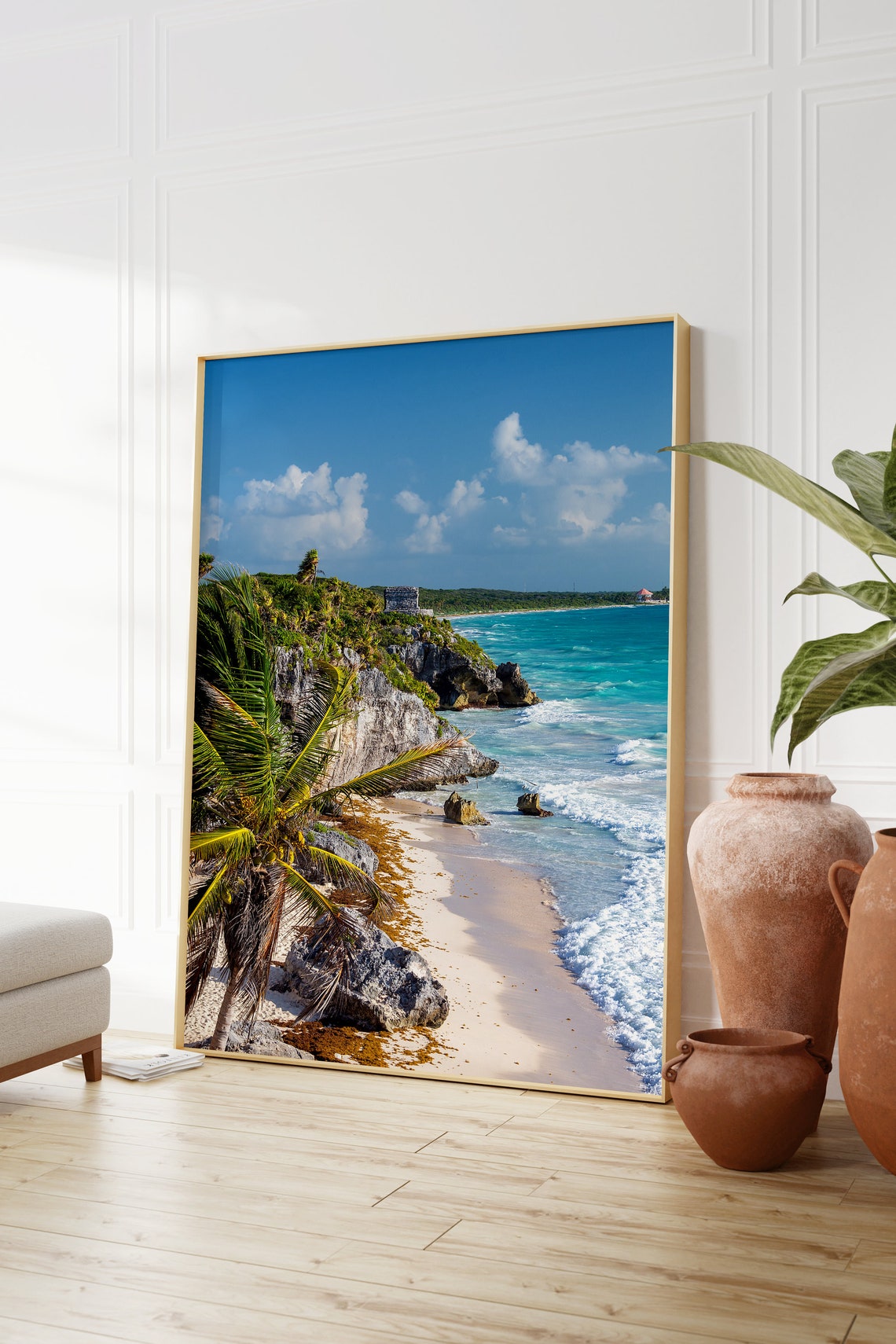 Tulum Mexico Mayan Ruins Cliff Caribbean Beach Turquoise Poster - Image 2