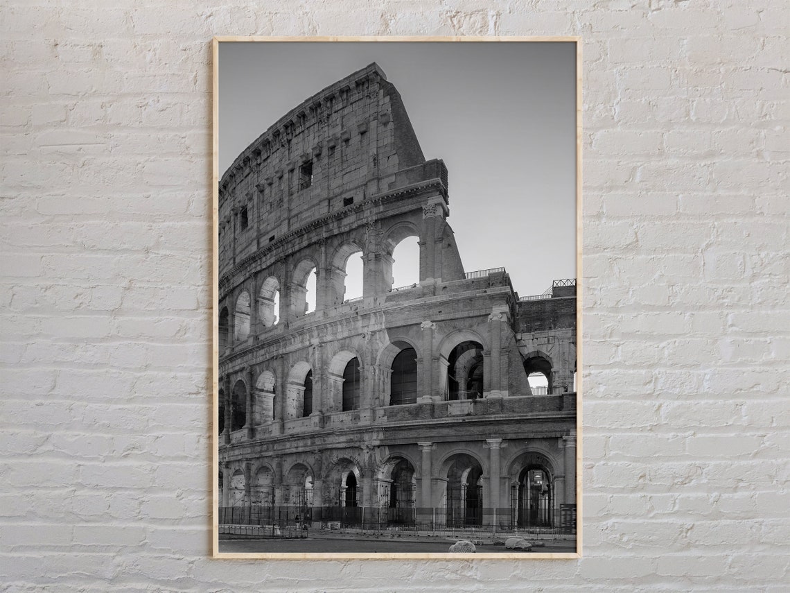 Colosseum Rome Italy Ancient Ruins Black and White Photo Poster