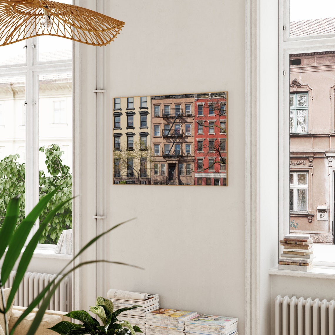 East Village NYC Brownstone Tenements Fire Escape Landscape Poster - Image 3