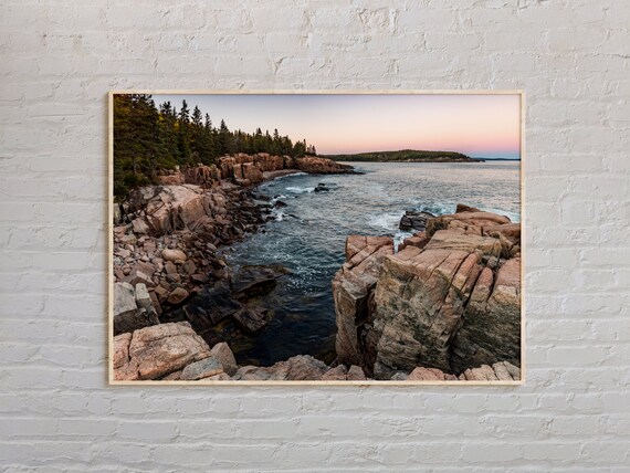 Acadia National Park Maine Pink Granite Coast Dusk Photo Poster