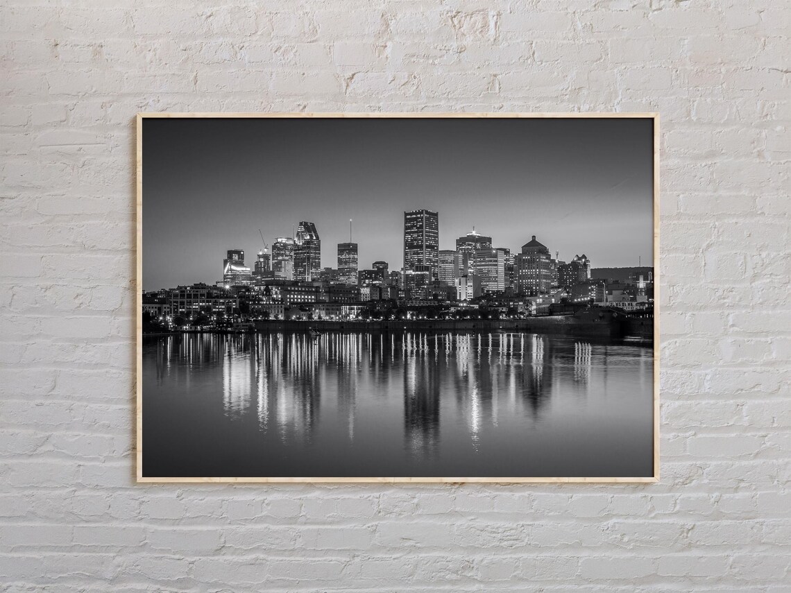 Black and White Montreal Travel Poster, Canada Decor