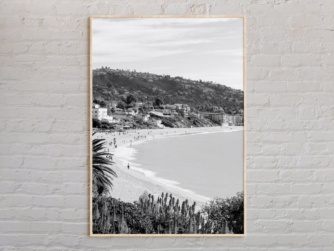 Laguna Beach California Coast Black and White Ocean Photo Poster