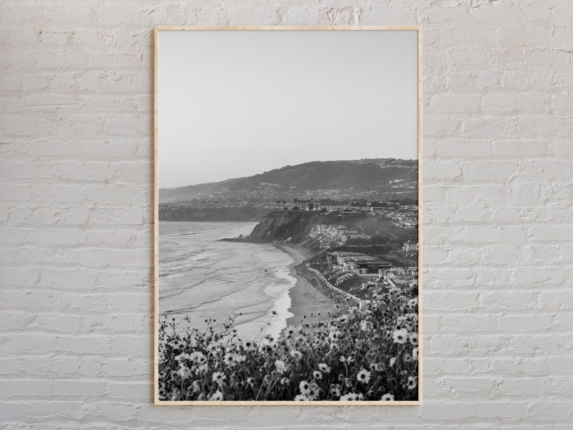 Dana Point California Cliffs Black And White Photography Poster