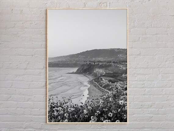 Dana Point California Cliffs Black And White Photography Poster