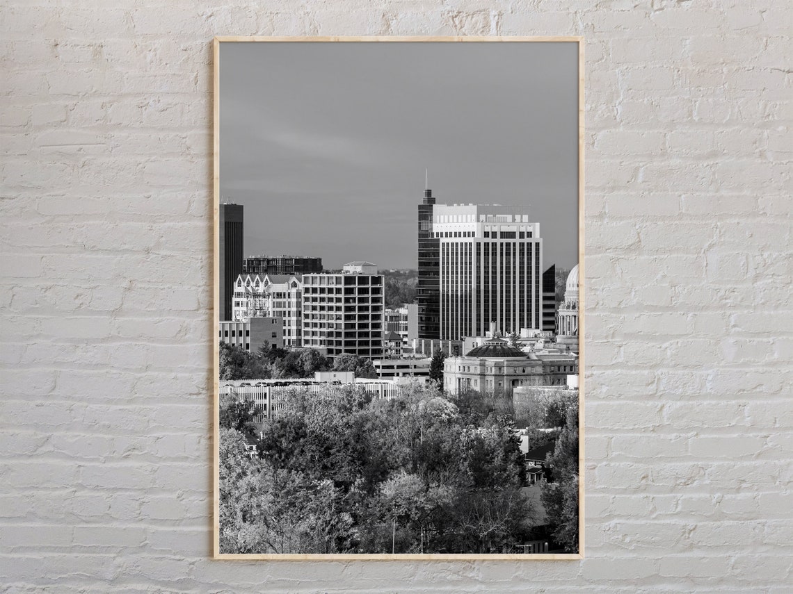 Black And White Boise Idaho Downtown Skyline City Photo Poster