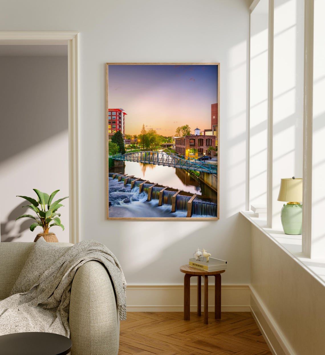 Greenville South Carolina Riverfront Waterfalls Sunset Poster - Image 5
