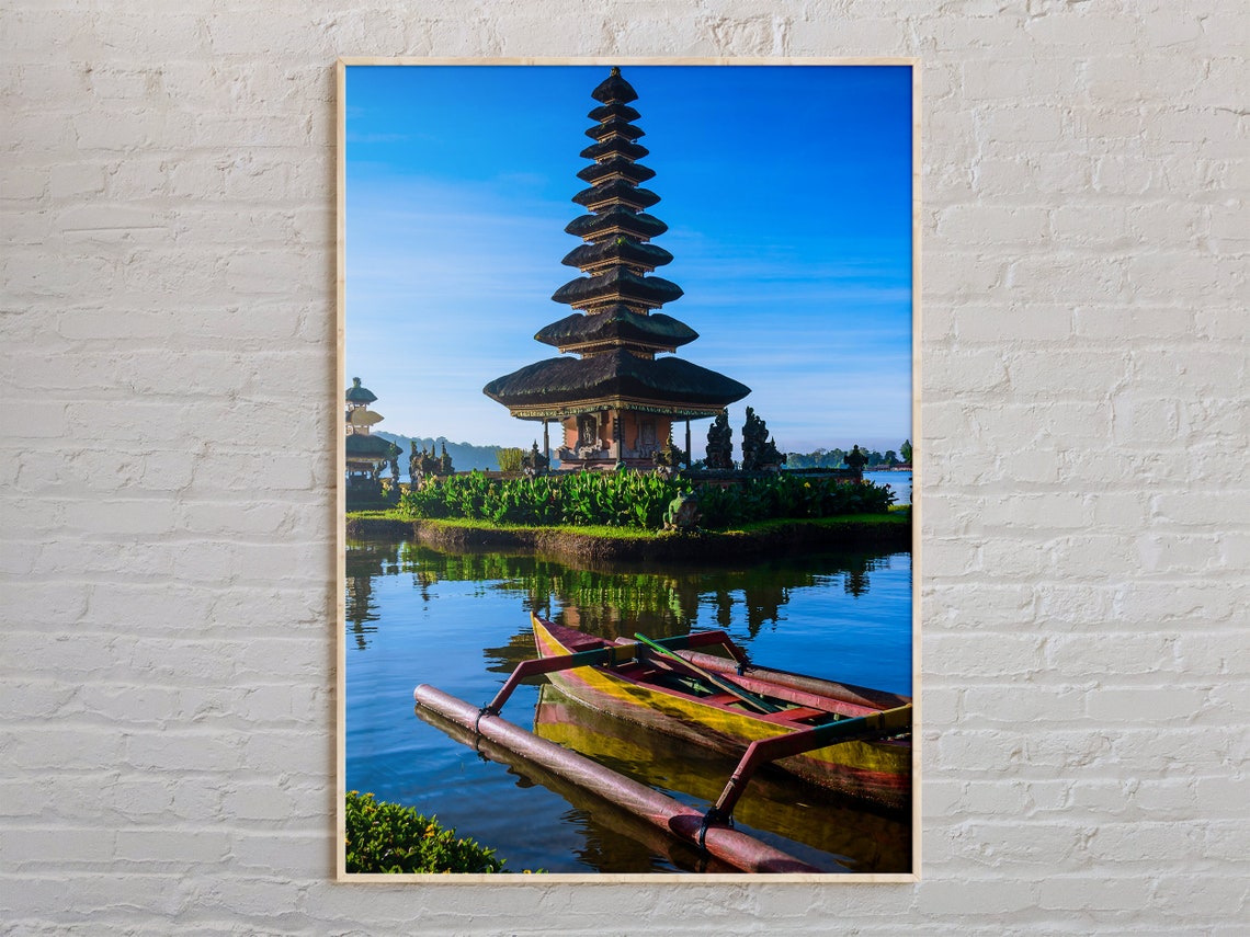 Ulun Danu Beratan Temple Bali Color Lake Photography Travel Poster