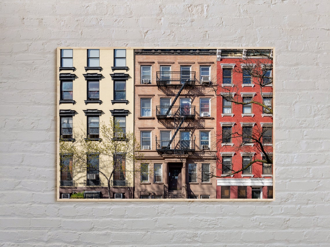 East Village NYC Brownstone Tenements Fire Escape Landscape Poster
